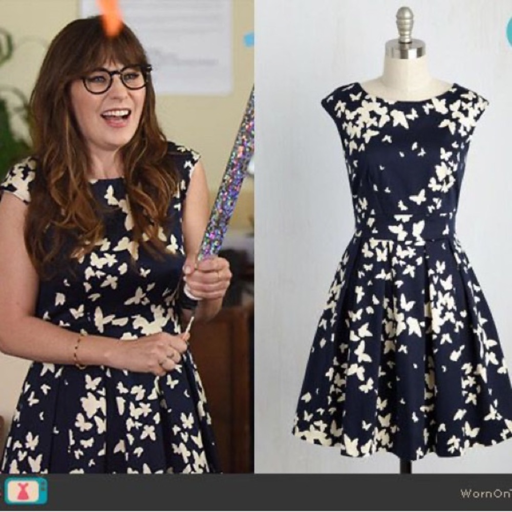 ModCloth Navy and White Floral Mini Dress
